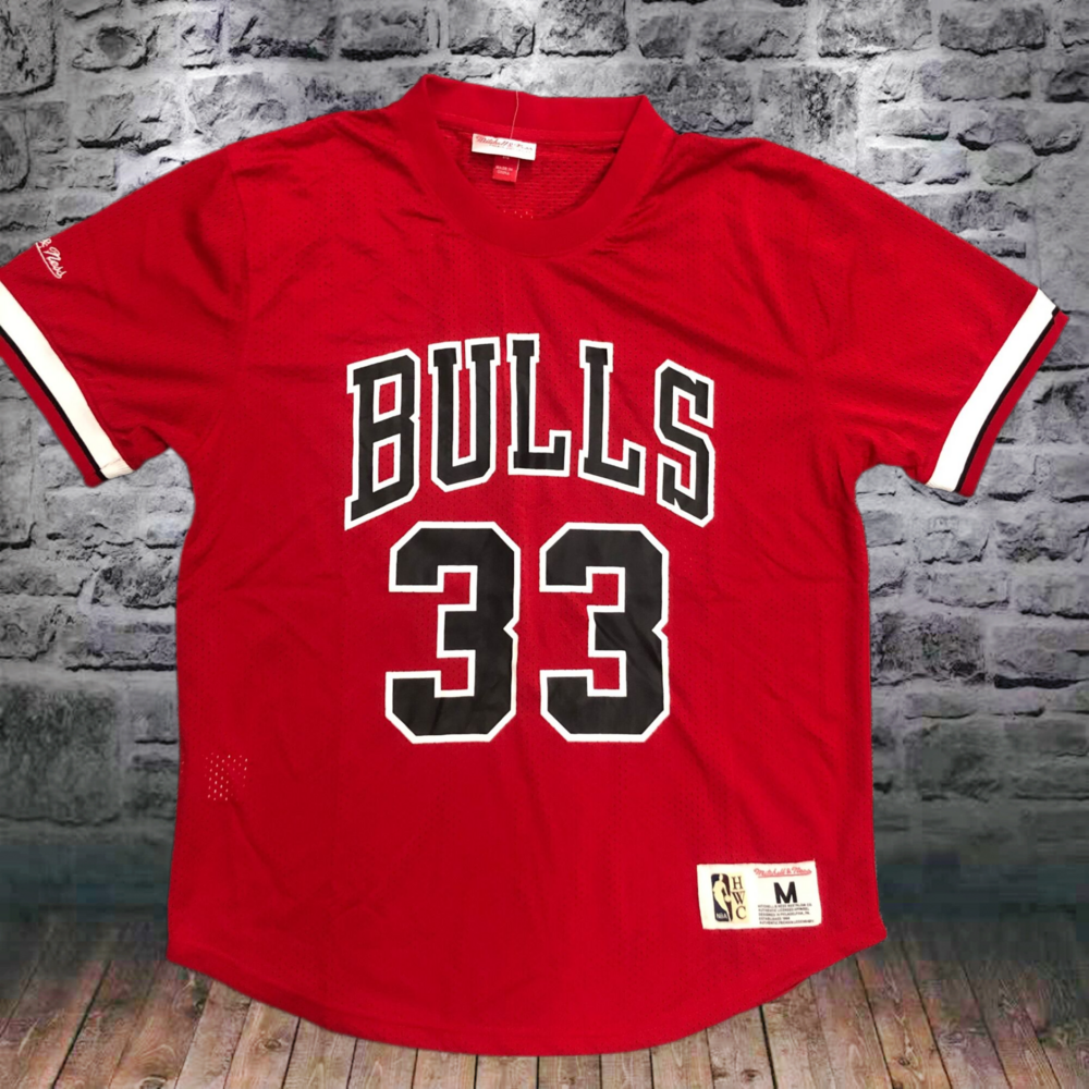 Mitchellness Bulls Red 33 Pippen Vintage Mesh Short Sleeve