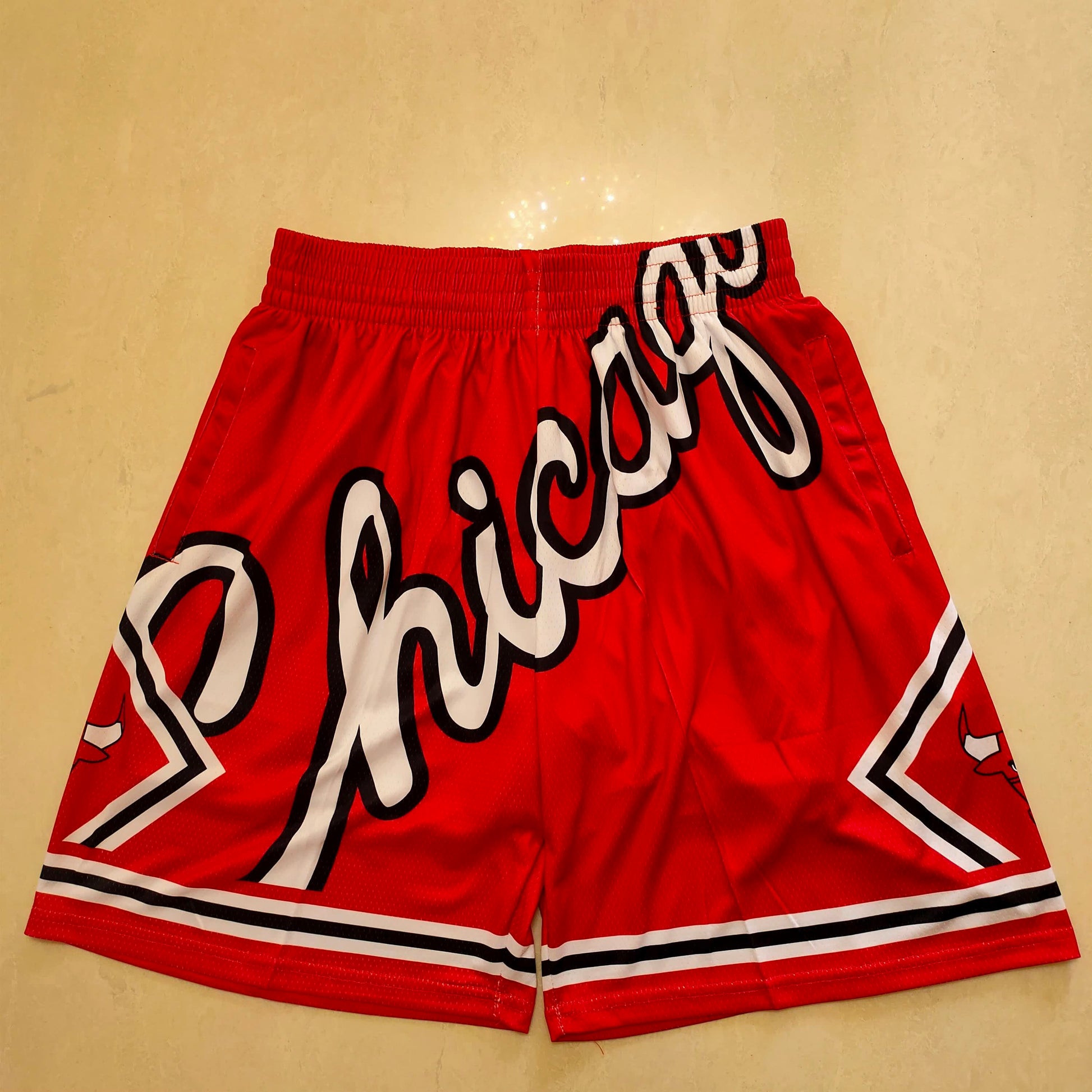 Bulls Mitchell&ness Red One Piece Pocket Shorts