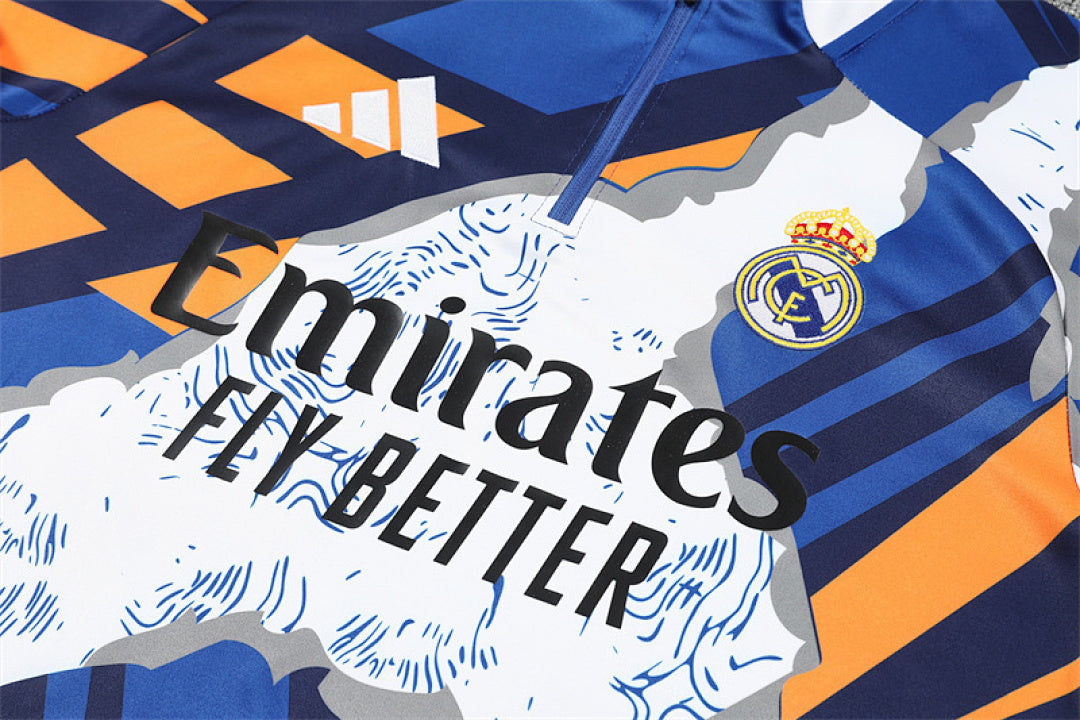 /26 Real Madrid Huanglan Half Pull Training Suit (Adults&amp;Kids)7