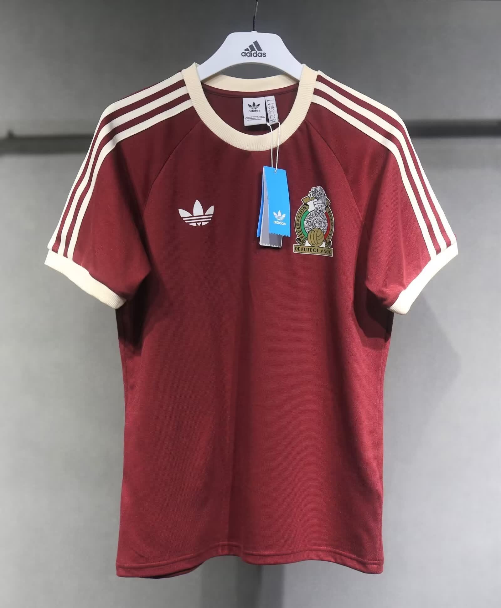 24/25 Mexico Wine Red Vintage Cotton T-shirt S-XXL