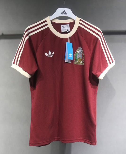 24/25 Mexico Wine Red Vintage Cotton T-shirt S-XXL