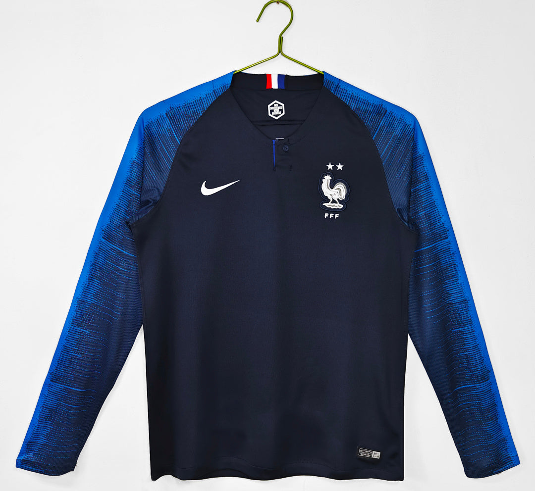 Retro 2018 World Cup Champions France Home Long-Sleeve Shirt S-XXL6