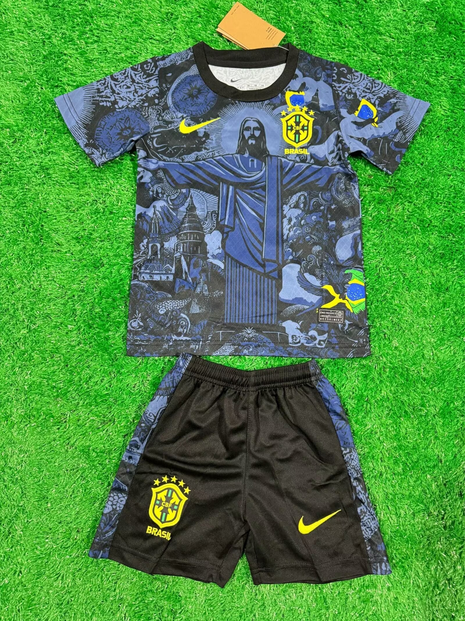 24/25 Kids Brazil Jesus Blue Black Size 16~28