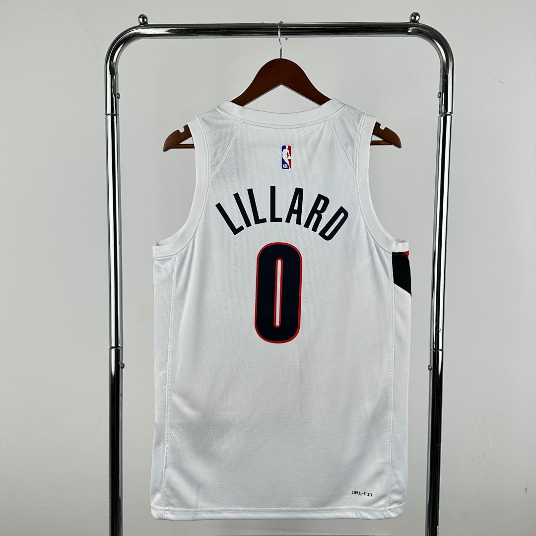 season Portland Trail Blazers home white 0 # Lillard NBA jersey S-XXL6