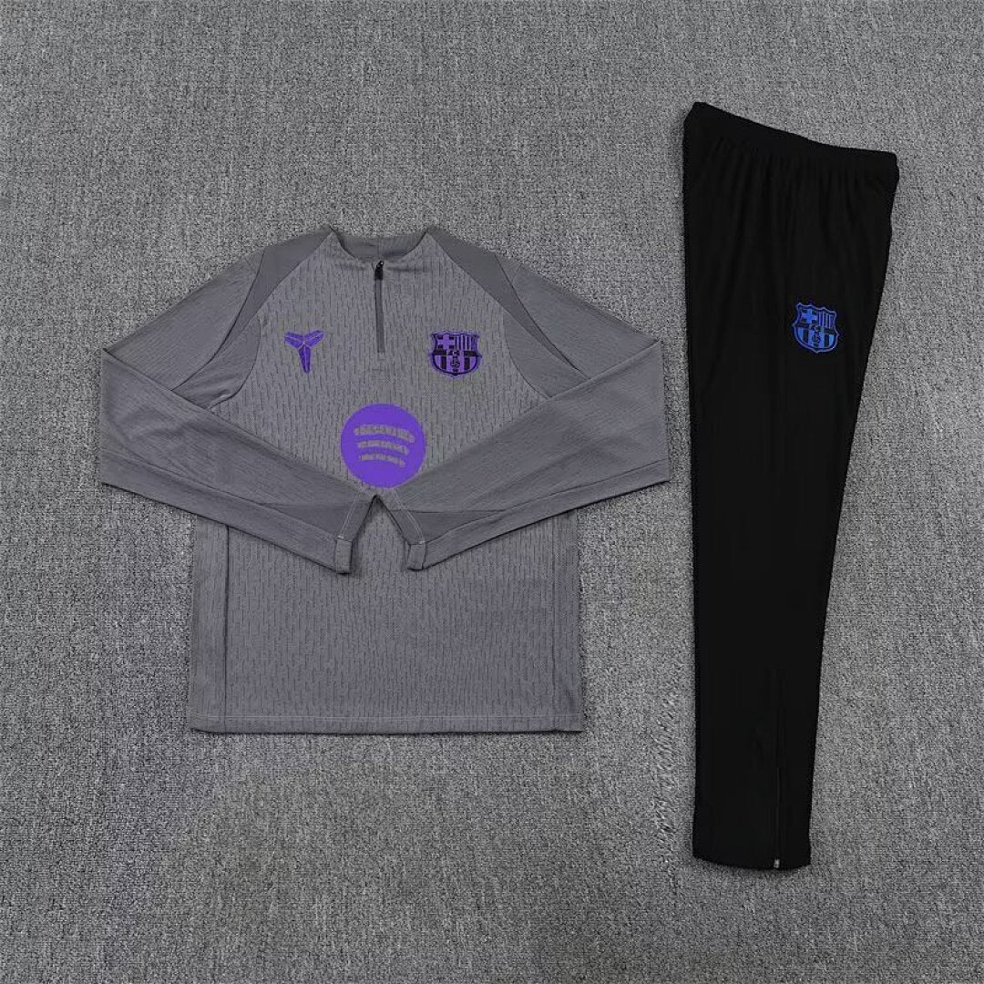 /26 Barcelona Grey Half Pull Training Suit Yupoo Soccer Jerseys (Adults&amp;Kids)7