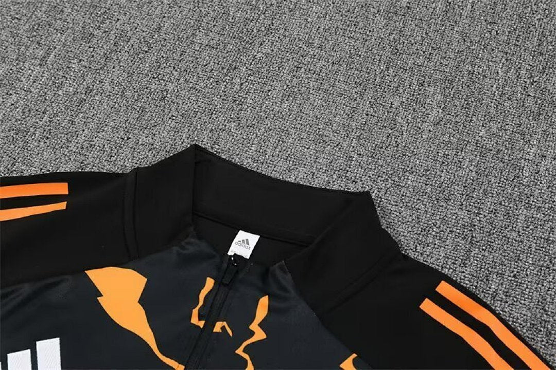 /26 Real Madrid Black Orange Half Pull Training Suit S-XXL7