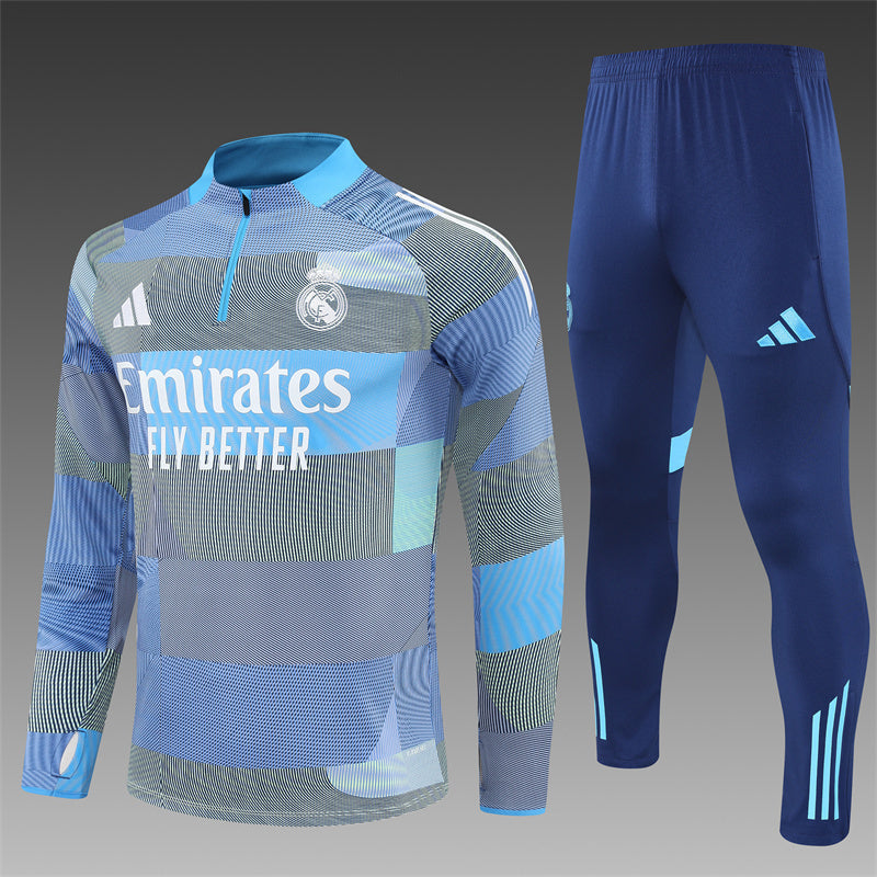 2025/26 Real Madrid Light Blue Half Pull Training Suit (Adults&amp;Kids)