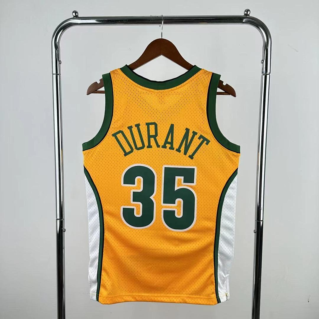 MN retro hot press jersey SW: Heat SuperSonics 07/08 season yellow 35 # Durant NBA Jersey S-XXL7