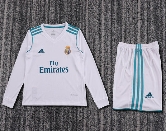 Retro Kids 2017/18 Real Madrid home long sleeved&amp;Size16~286