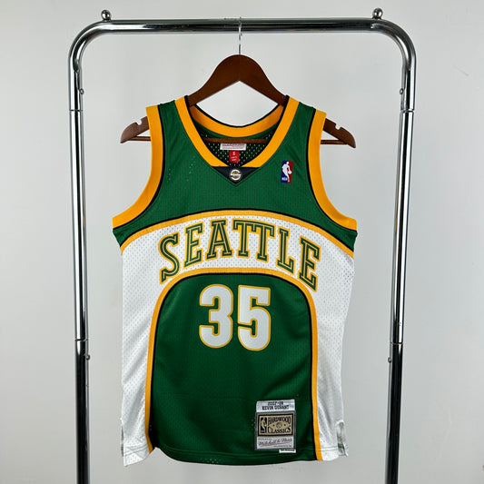 MN retro hot press jersey SW: Supersonics 07/08 season green 35 # Durant S-XXL