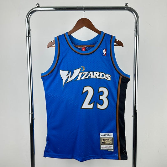 MN retro hot press jersey SW: Wizards 01/02 season blue 23 # Jordan S-XXL6