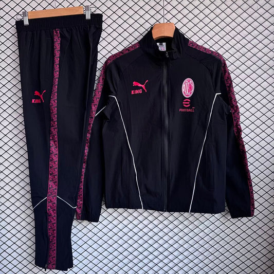 /26 AC Milan Black Windbreaker Set S-XXL3