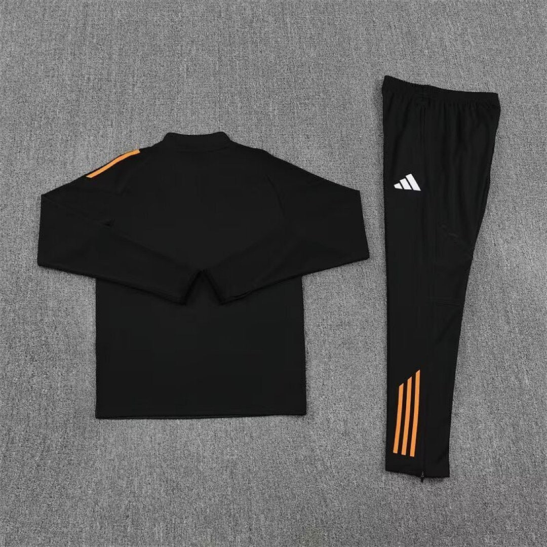 /26 Real Madrid Black Orange Half Pull Training Suit S-XXL7