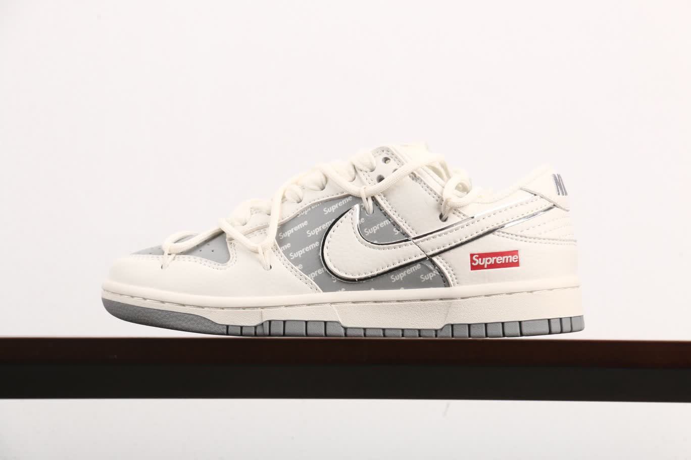 Supreme x Nike Dunk Low Silver Fox Inscription