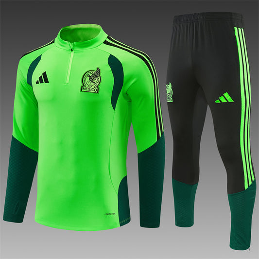 2026/27 Mexico Green Half Pull Training Suit Yupoo Soccer Jerseys (Adults&amp;Kids)