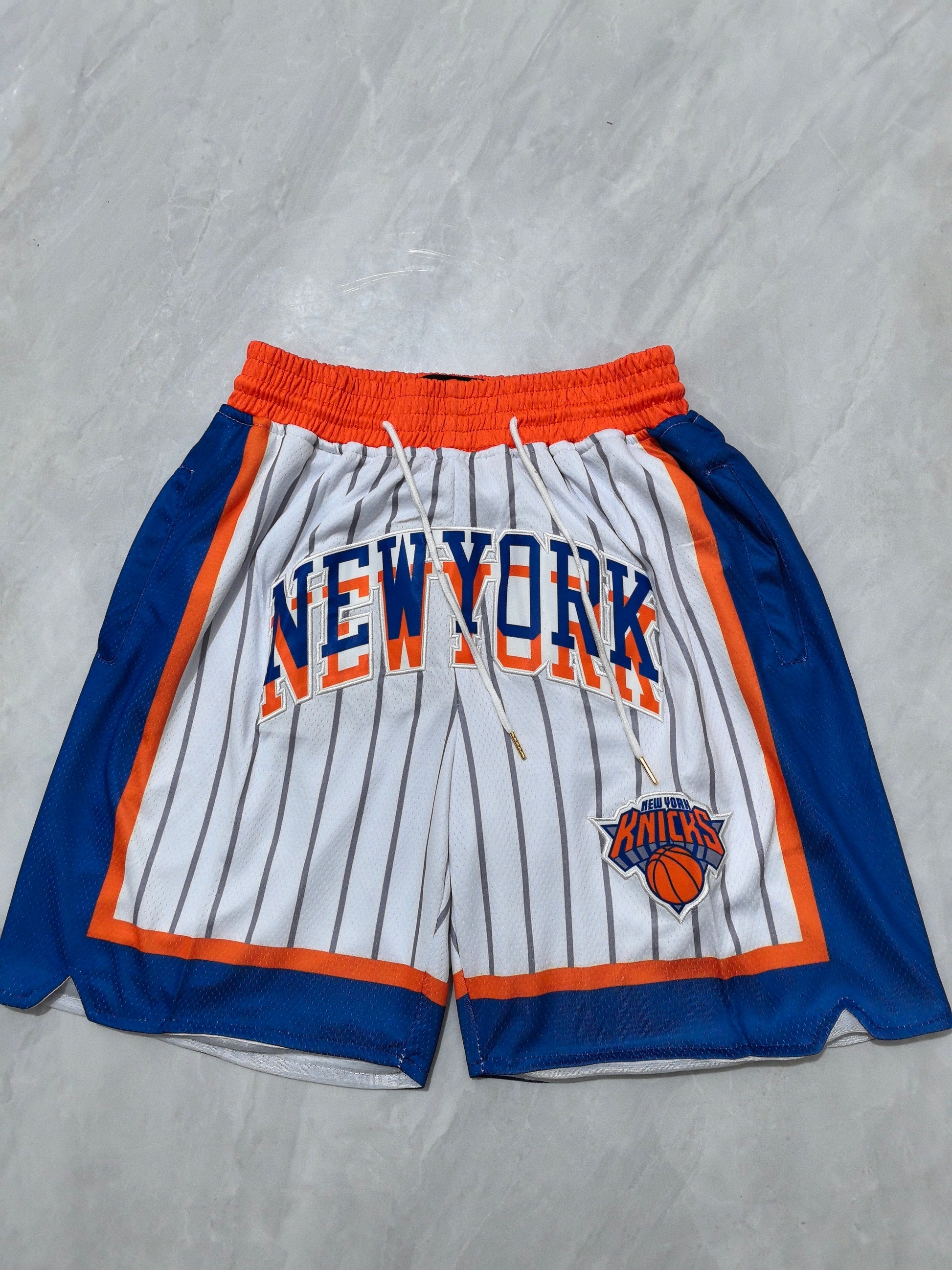 25th Knicks White Striped City Edition Pocket JUST DON Shorts S-XXL