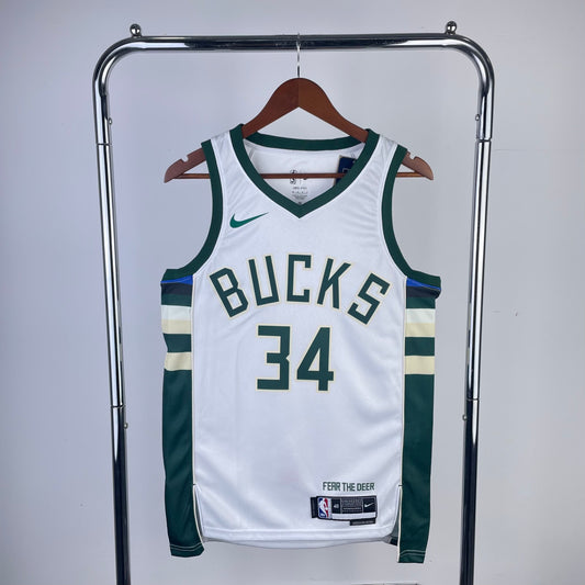23 Season Bucks Home White 34 # ANTETOKOUNMPO