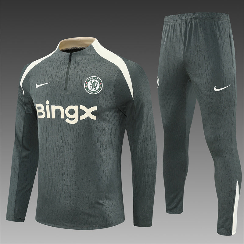2025/26 Chelsea Army Green Half Pull Training Suit (Adults&amp;Kids)