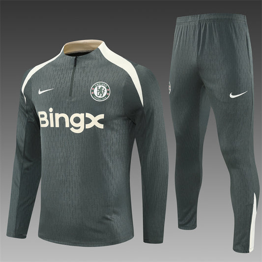 2025/26 Chelsea Army Green Half Pull Training Suit (Adults&amp;Kids)