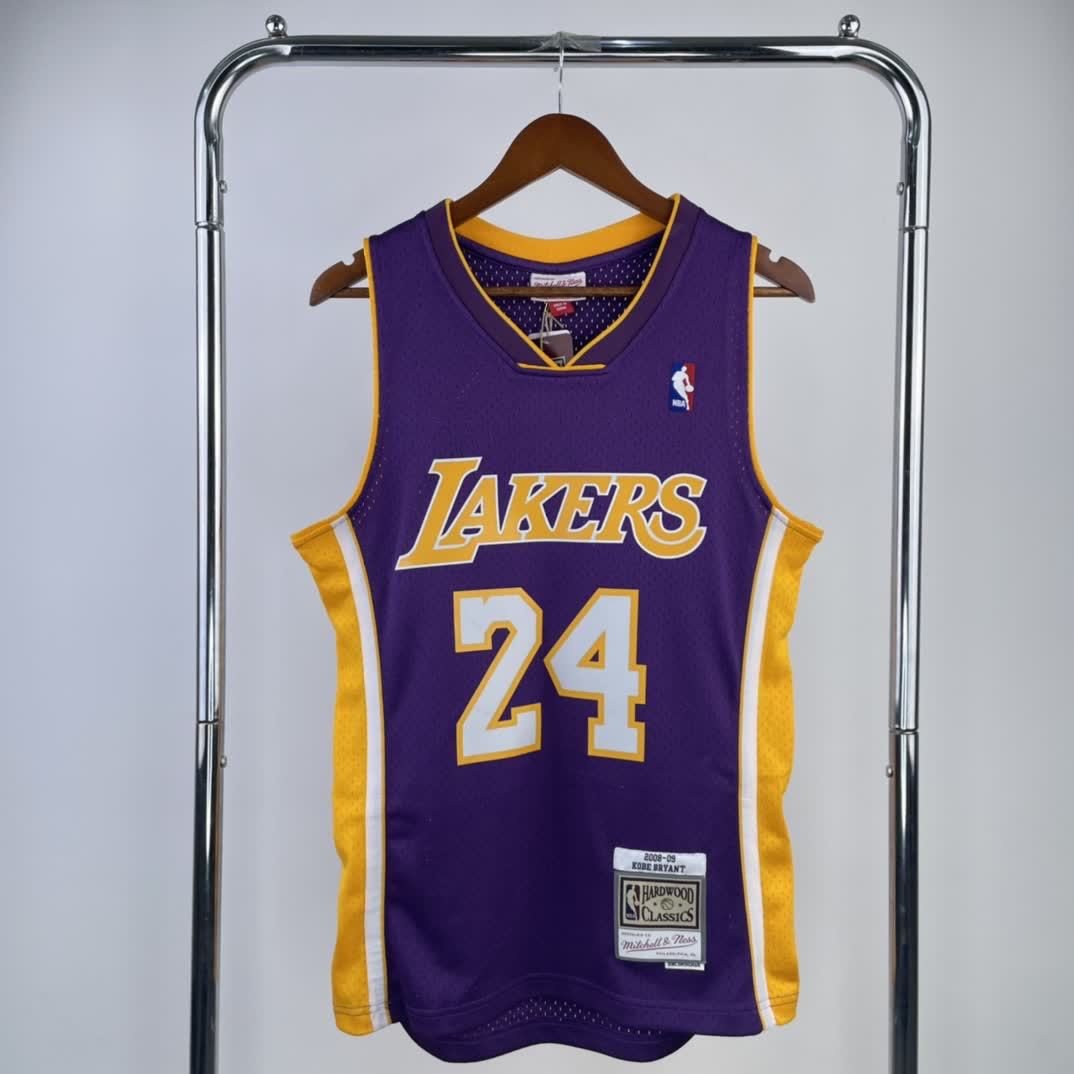MN Heat Pressed Vintage Jersey: SW Lakers 08/09 V-Neck Purple 24 # Kobe