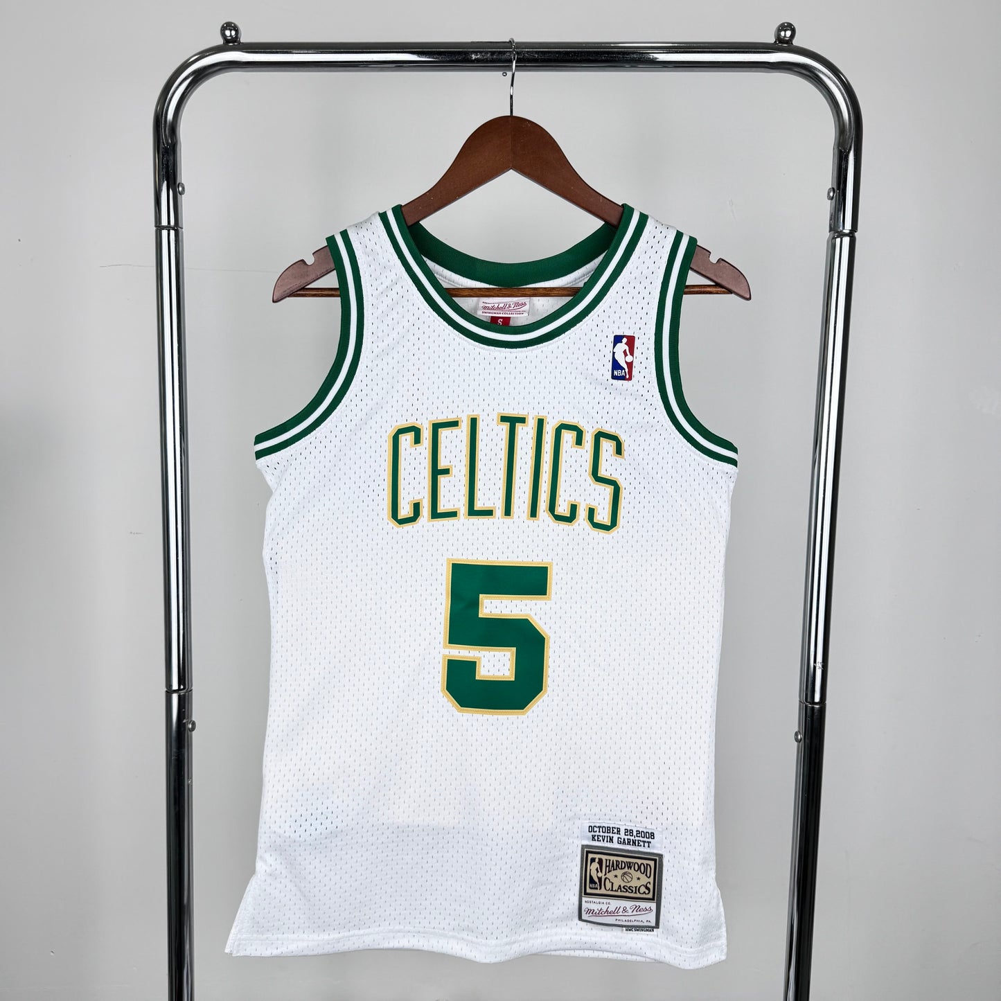 MN retro hot press jersey SW: Celtics 2008 season platinum 5 # Garnett