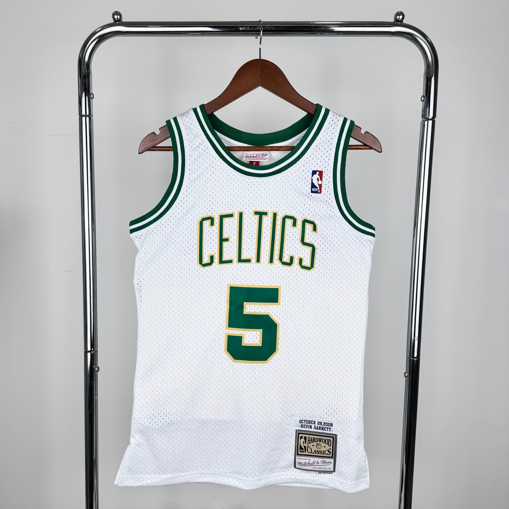 MN retro hot press jersey SW: Celtics 2008 season platinum 5 # Garnett