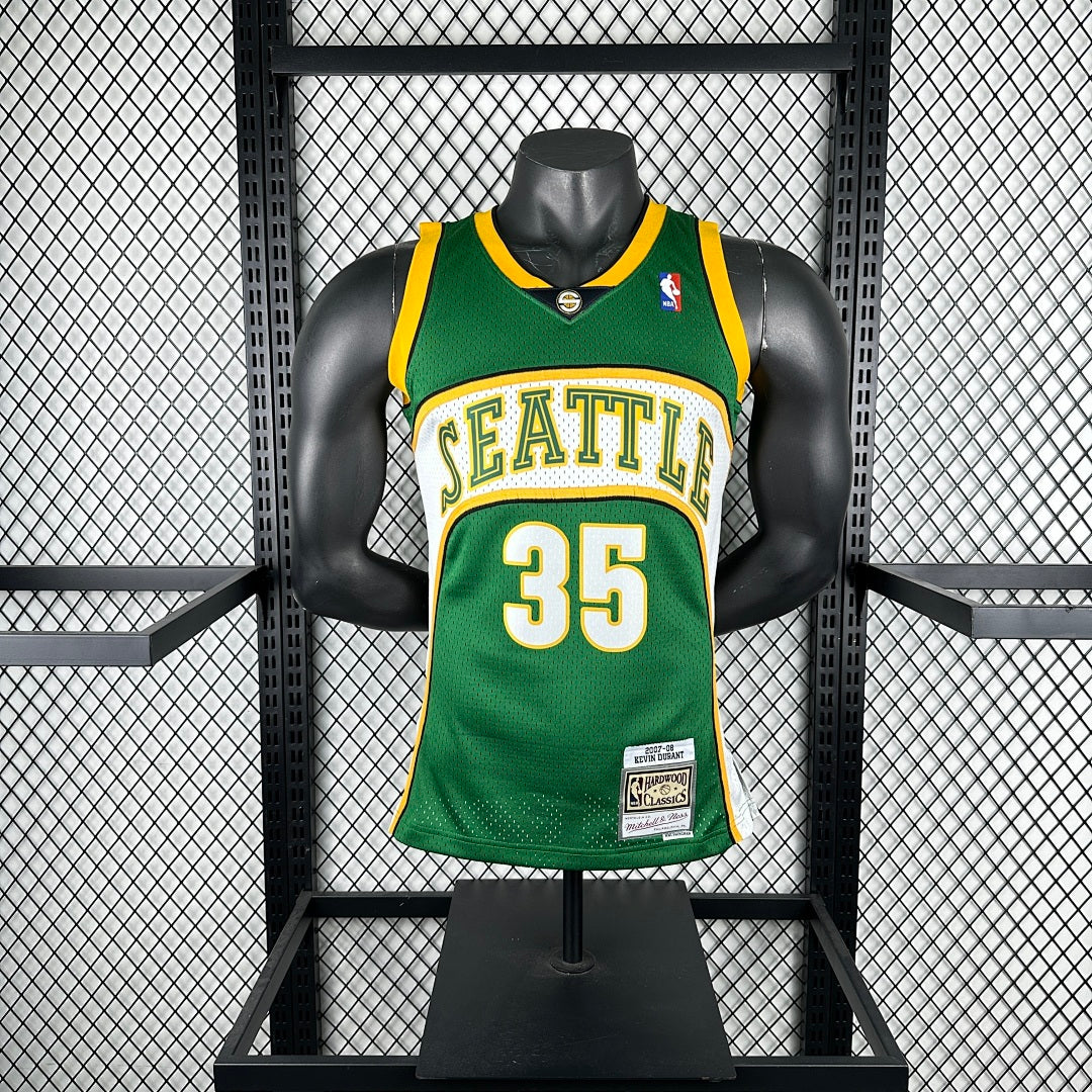 MN retro hot press jersey SW: Supersonics 07/08 season green 35 # Durant S-XXL7