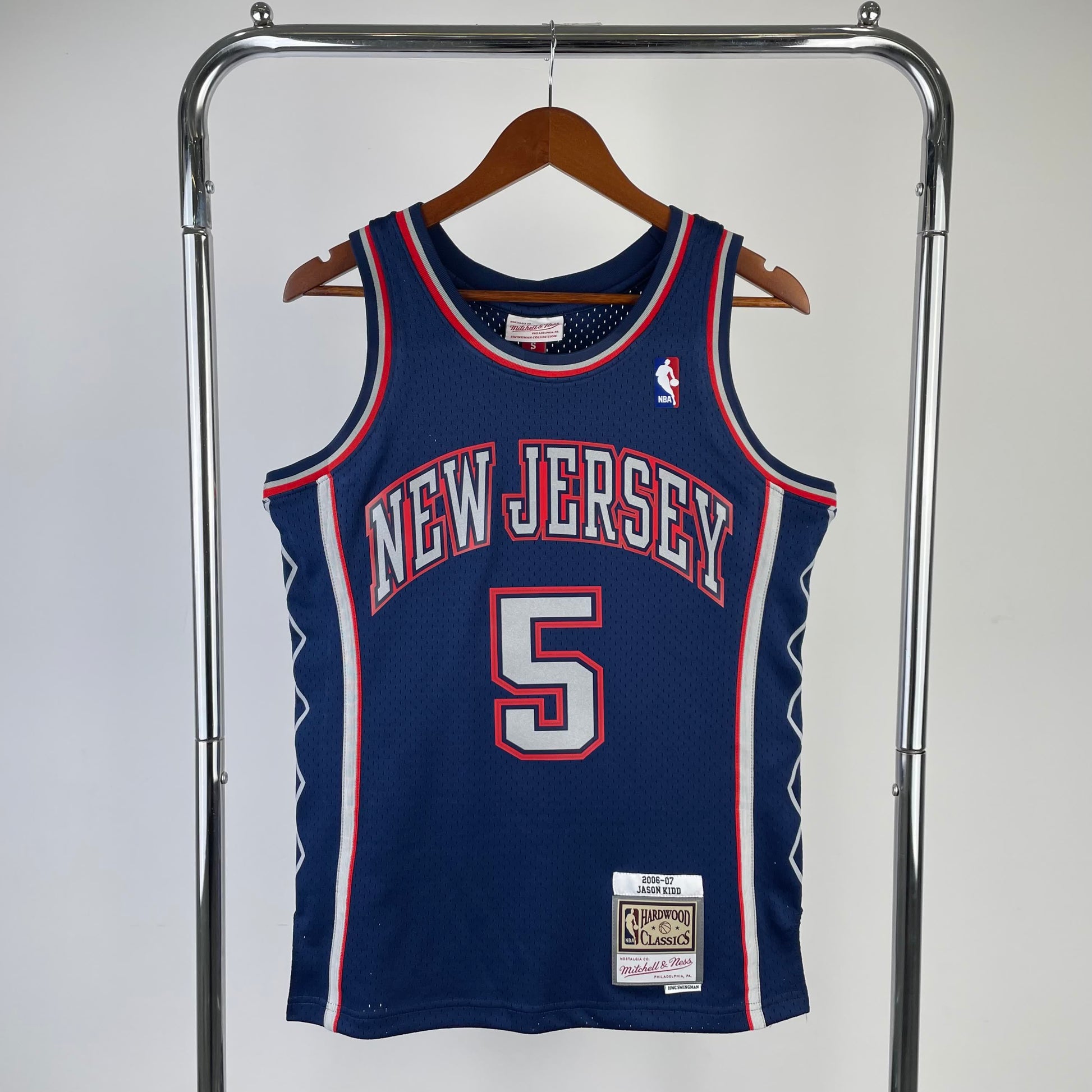 MN Heat Pressed Vintage Jersey: SW Basketball Nets 2006/07 Navy Blue 5 # Kidd
