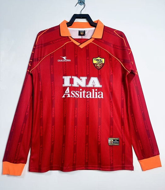 Retro 1999/00 Roma home long sleeved Yupoo Soccer Jerseys S-XXL6