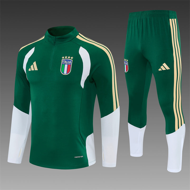 2026/27 Italy Green Half Pull Training Suit Yupoo Soccer Jerseys (Adults&amp;Kids)