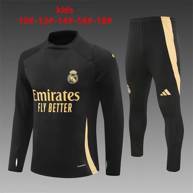 24/25 Kids # Real Madrid Black Gold [Player Version] Size 10-18