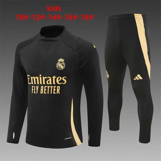 24/25 Kids # Real Madrid Black Gold [Player Version] Size 10-18