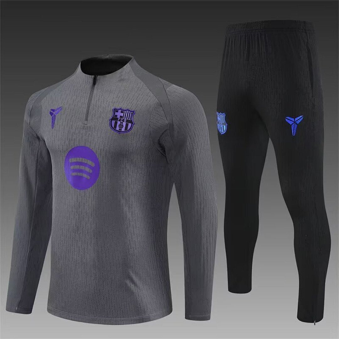 /26 Barcelona Grey Half Pull Training Suit Yupoo Soccer Jerseys (Adults&amp;Kids)7