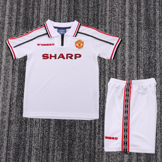 Retro Kids 1998/99 Manchester United Commemorative Edition White Football Shirt&amp;Size16-28