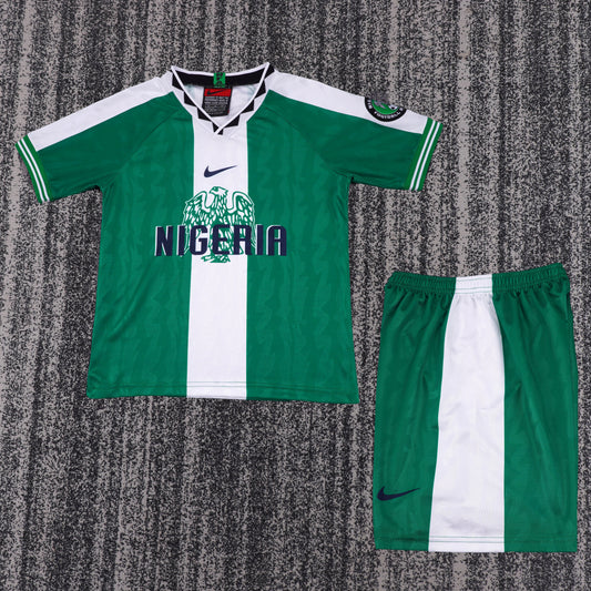 Retro Kids 1996 Nigeria Home Green Football Shirt&amp;Size16-28