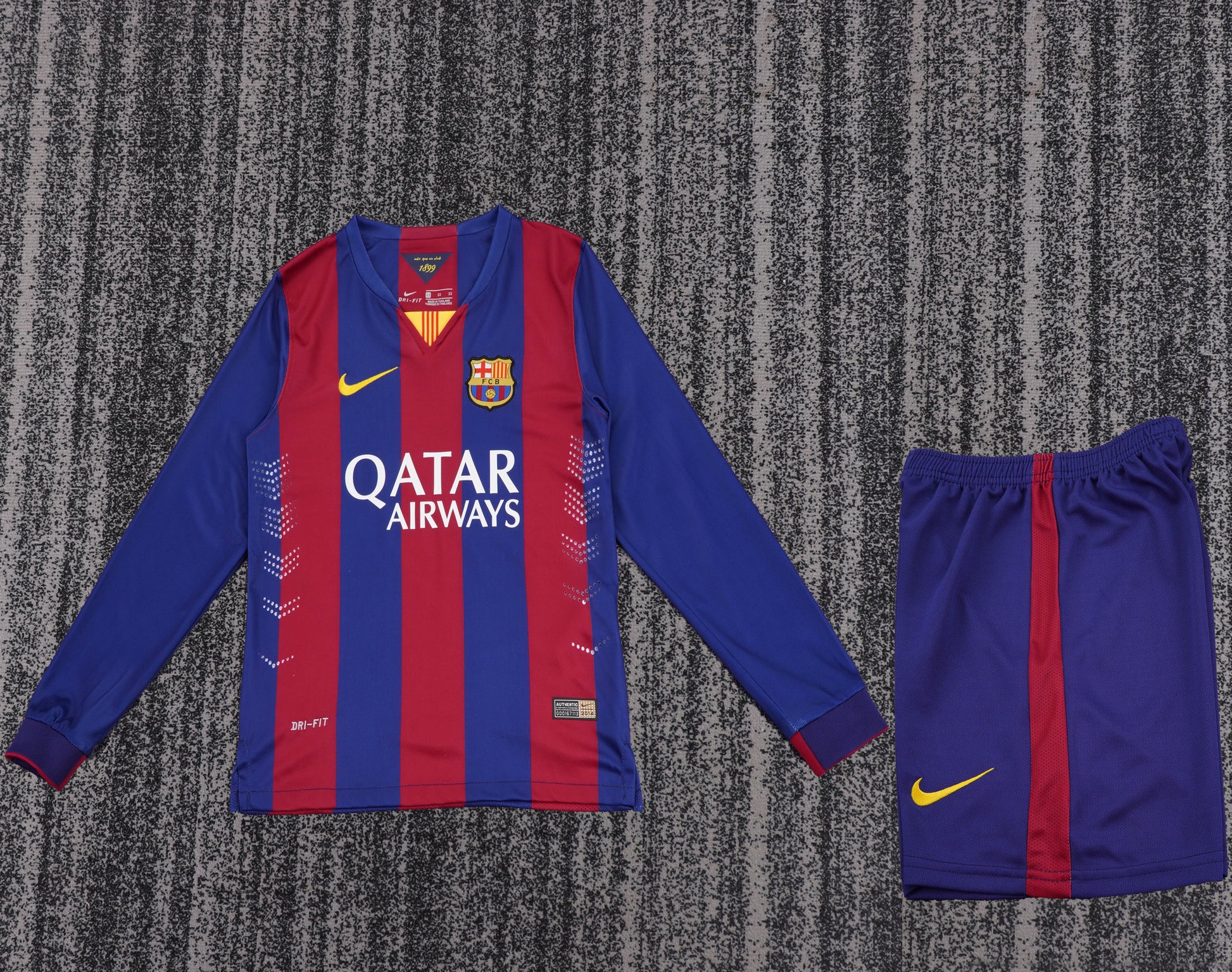 Retro Kids 2014/15 Barcelona home long sleeved football shirt&amp;Size16-28