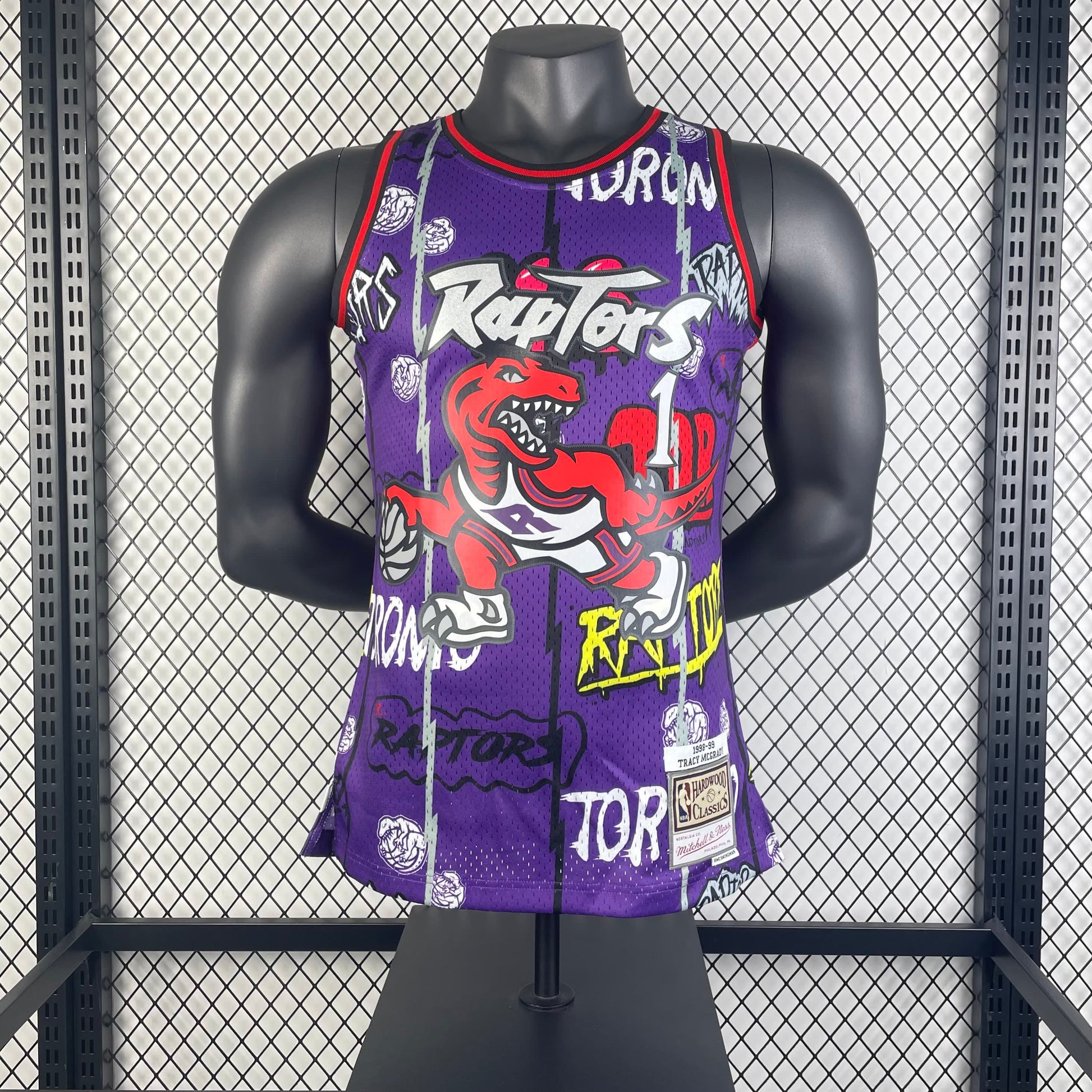 MN Heat Pressed Vintage Jersey: SW Raptors 98/99 Season Graffiti 1 # McGrady