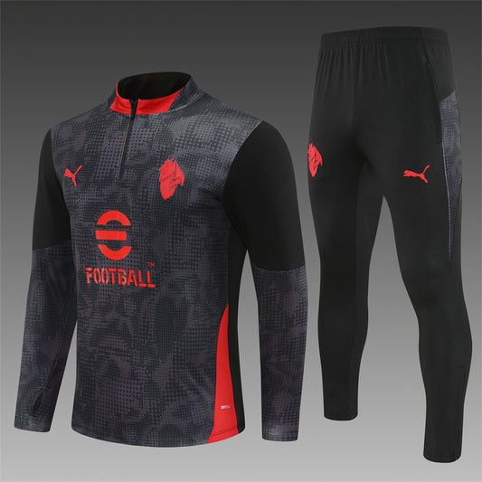 2025/26 AC Milan Black Half Pull Training Suit (Adults&amp;Kids)