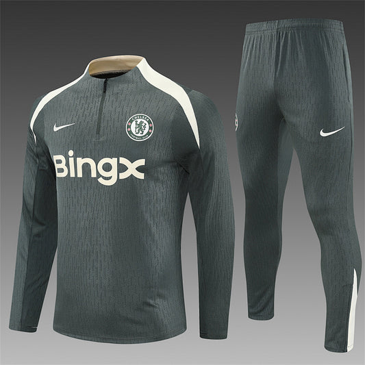 /26 Chelsea Army Green Half Pull Training Suit (Adults&amp;Kids)7