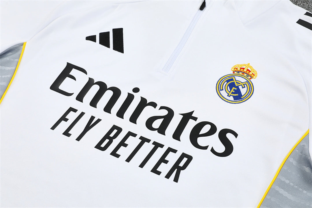 /26 Real Madrid White Half Pull Training Suit (Adults&amp;Kids)7