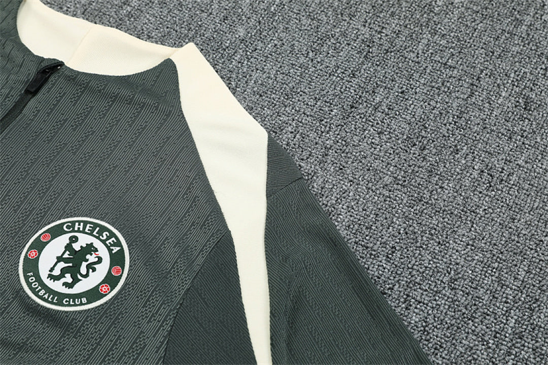 /26 Chelsea Army Green Half Pull Training Suit (Adults&amp;Kids)7