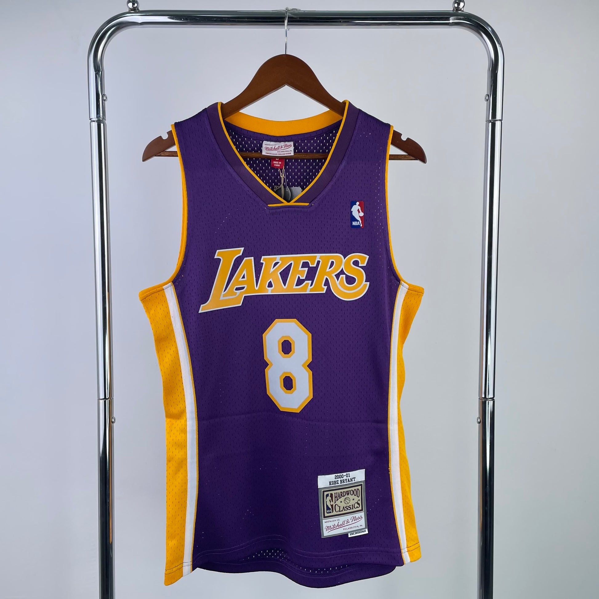 MN Heat Pressed Vintage Jersey: SW Lakers' 00/01 Season V-Neck Purple 8 Kobe