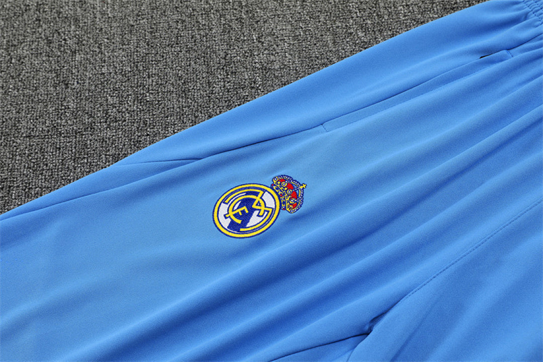 /26 Real Madrid White Match Light Blue Half Pull Training Suit (Adults&amp;Kids)9
