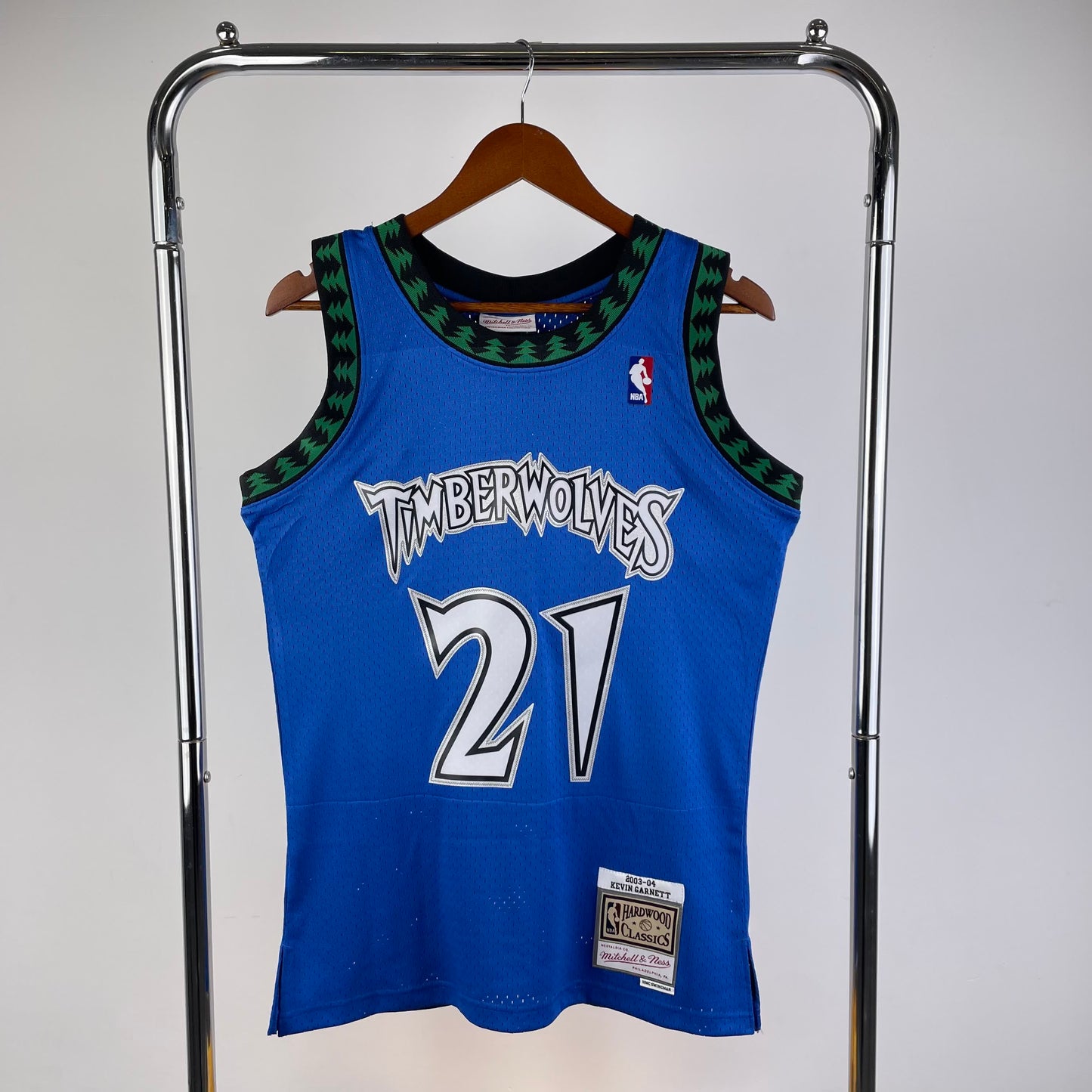 MN Heat Pressed Vintage Jersey: SW Timberwolves 03/04 Season Blue 21 Garnett