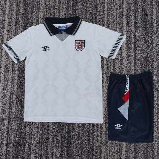 Retro Kids 1990 England Home Football Jersey&amp;Size16-28