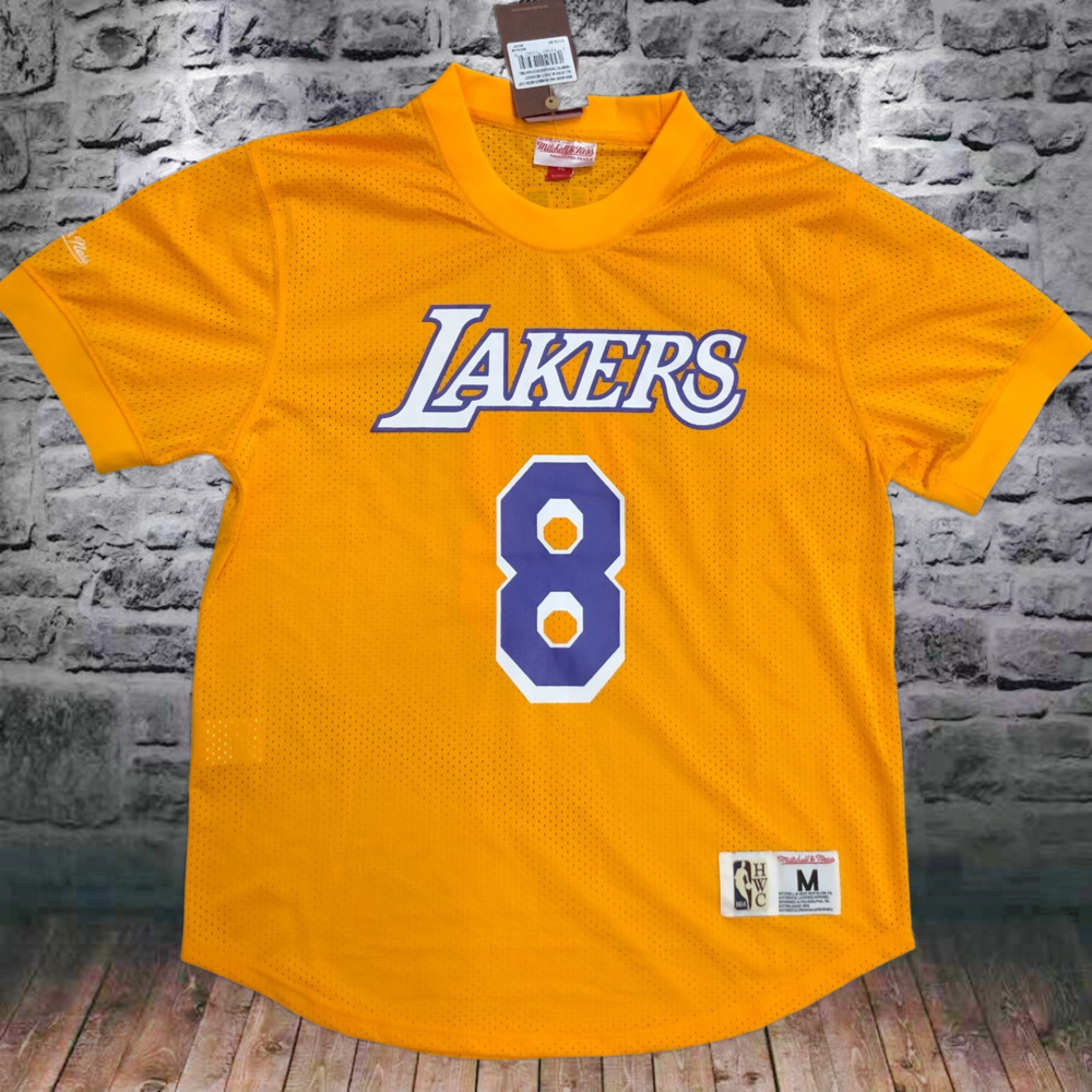 Mitchellness Lakers Yellow 8 Kobe Retro Mesh Short Sleeve