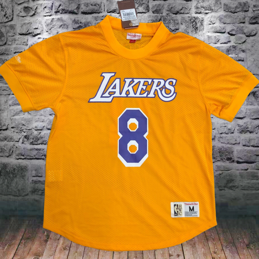 Mitchellness Lakers Yellow 8 Kobe Retro Mesh Short Sleeve