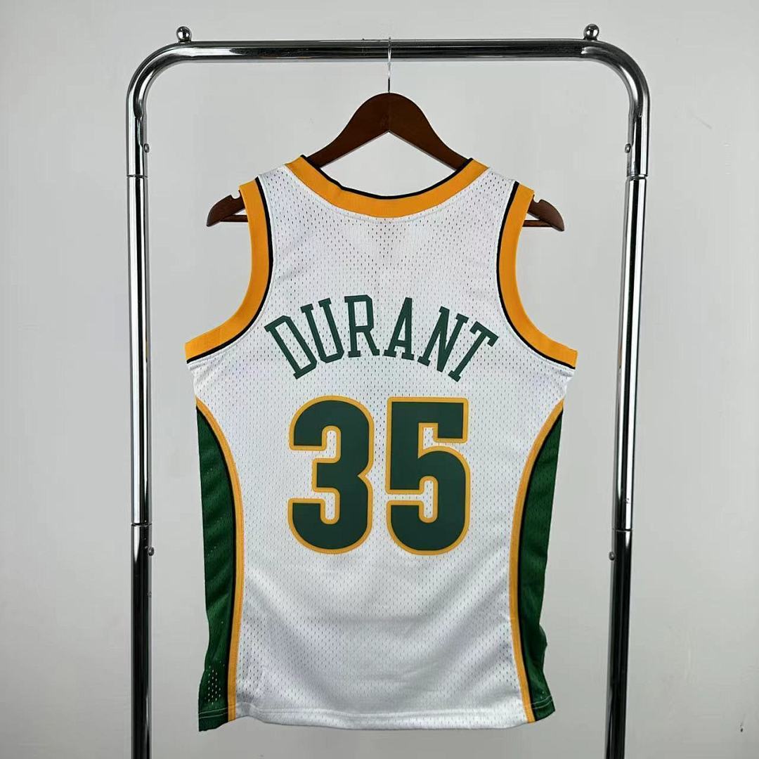 MN retro hot press jersey SW: Heat SuperSonics 07/08 season white 35 # Durant NBA Jersey S-XXL7