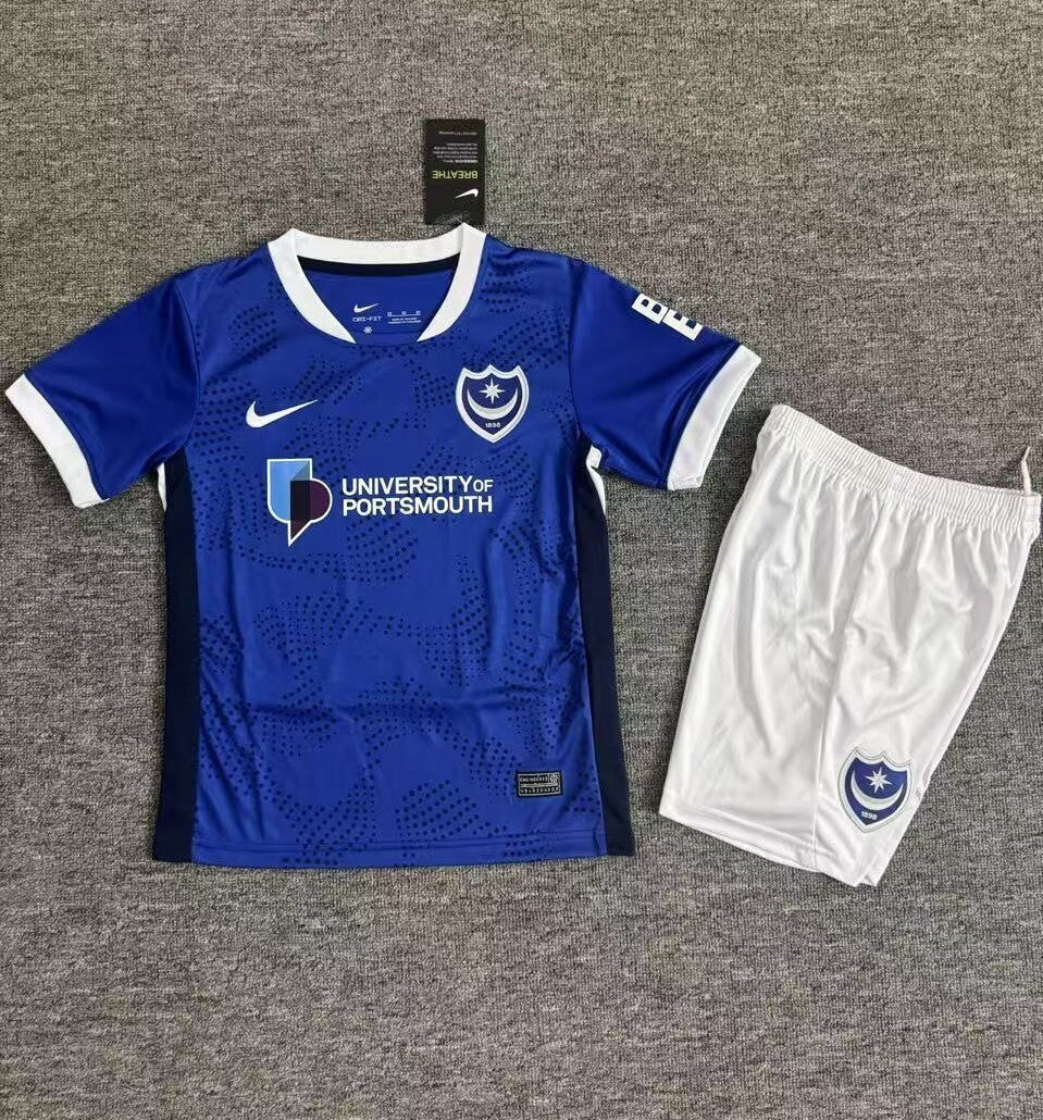 2025/26 Kids Portsmouth Home Yupoo Soccer Jerseys&amp;Size 16-28