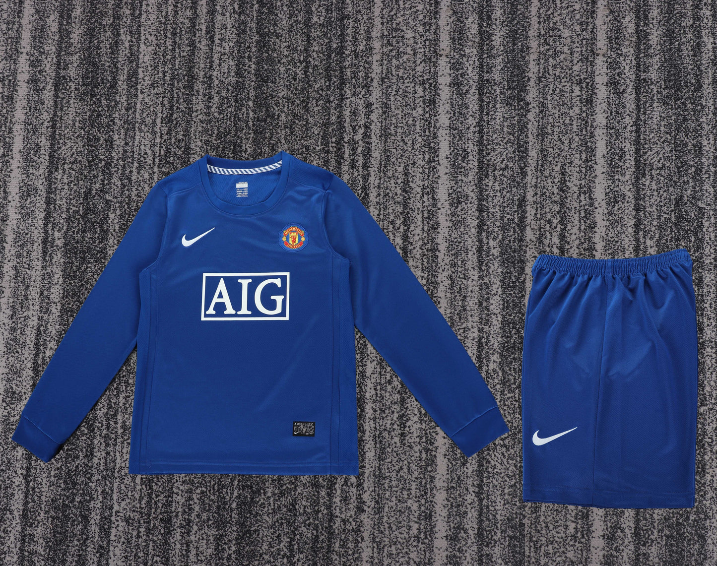 Retro Kids 2008/09 Manchester United Second away Long sleeved Football Jersey&amp;Size16-28